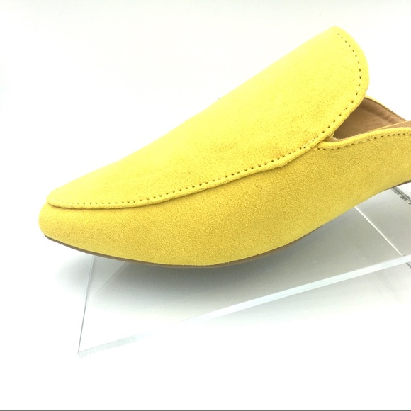 LAST PAIR Yellow Classic Mules in Faux Suede Flats - Picture 3 of 8